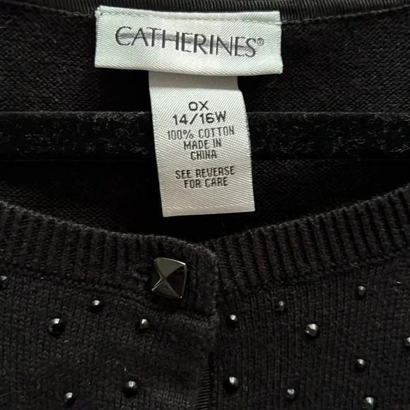 Catherines NWT black festive cardigan with embellishments size 0X plus size - Picture 3 of 5